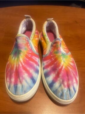 Skechers Tie-Dye Slip-On Sneakers in Pink, Blue, Yellow & Green